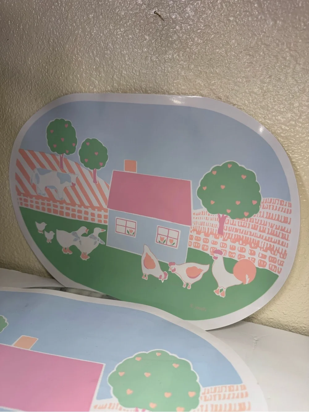 Pastel Farmhouse Wall Decor Plaque - Pink & Green